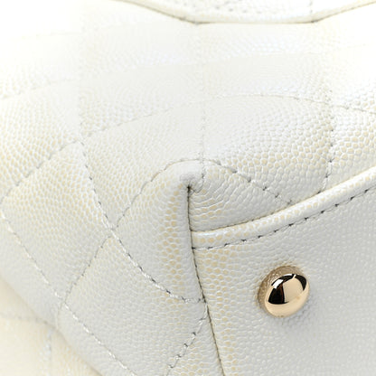 Chanel Iridescent Caviar Quilted Small Coco Handle Flap White 12 of 15