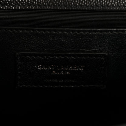 Saint Laurent Grain De Poudre Textured Mixed Matelasse Triquilt Medium Monogram Monochrome Satchel Black 6 of 13