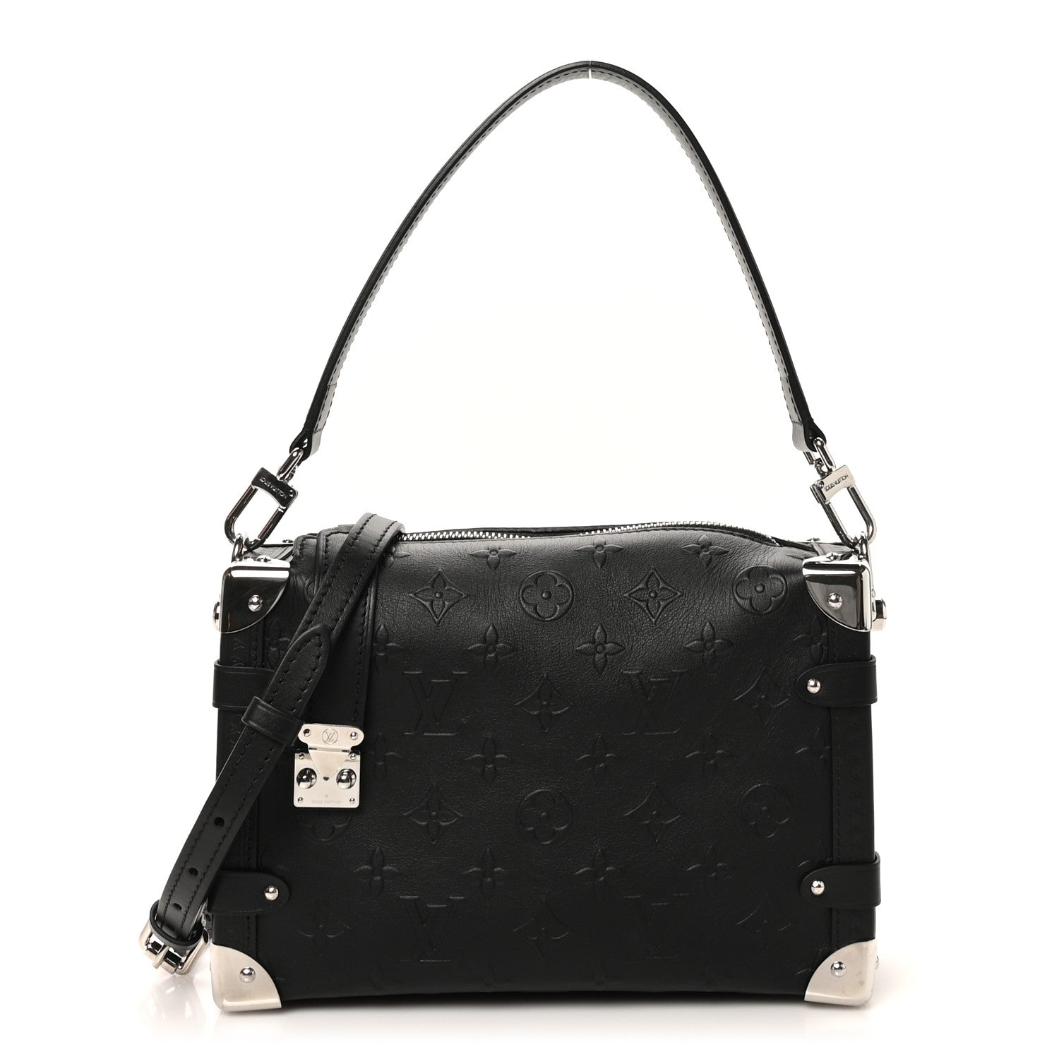Louis Vuitton Calfskin Debossed Monogram Side Trunk Black 1 of 10