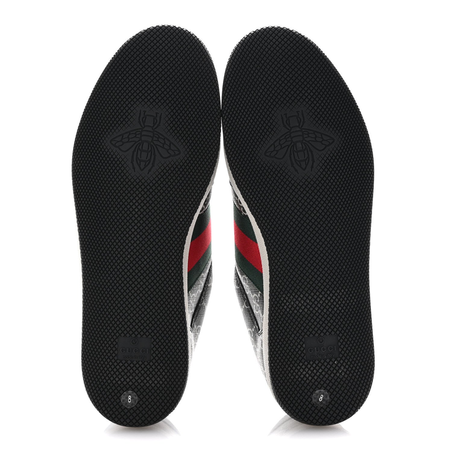 Gucci GG Supereme Monogram Miro Soft Calfskin Web Mens Screener Sneakers 8 Black Grey Sky 6 of 10