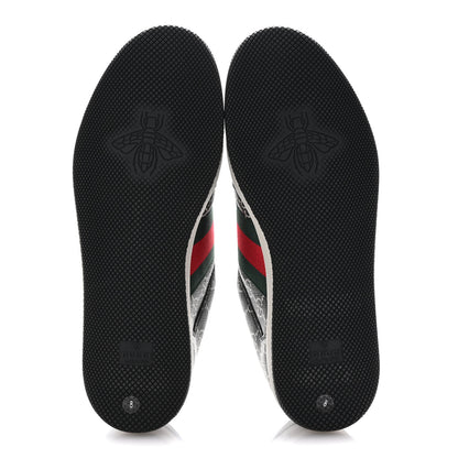 Gucci GG Supereme Monogram Miro Soft Calfskin Web Mens Screener Sneakers 8 Black Grey Sky 6 of 10