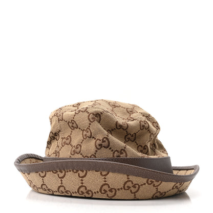 Gucci Monogram Textured Dollar Calfskin GG Jago Bucket Hat M Cacao Beige 4 of 8