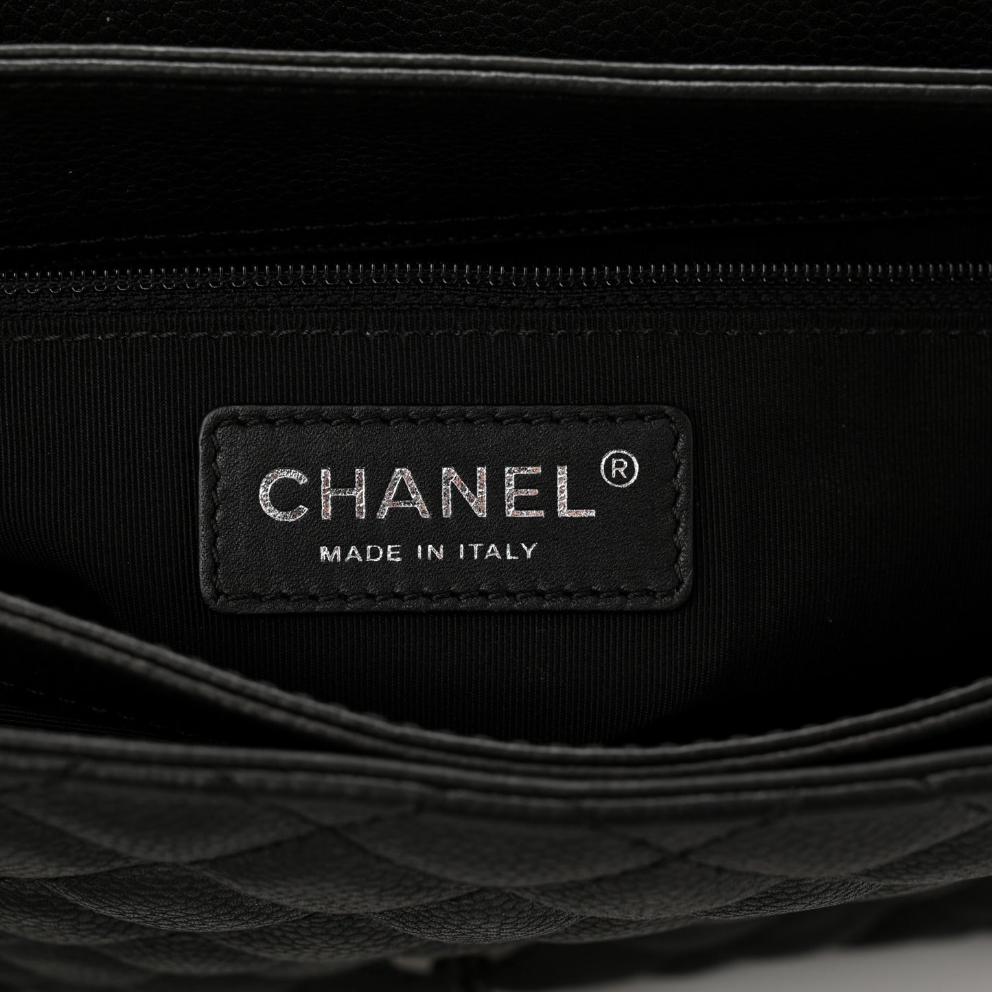 Caviar Quilted Medium Rock In Rome Single Flap Black
