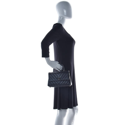 Chanel Caviar Chevron Quilted Mini Coco Handle Flap So Black 3 of 14