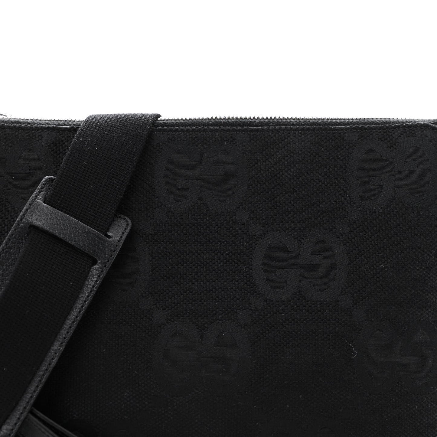Monogram Jumbo GG Textured Dollar Calfskin Wristlet Messenger Bag Black