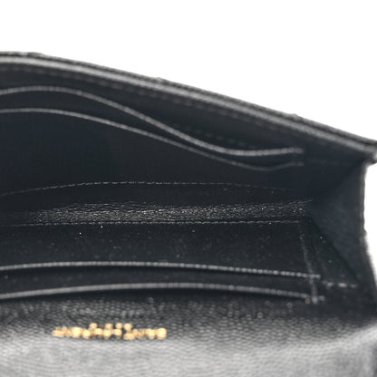 Saint Laurent Grain De Poudre Matelasse Chevron Small Monogram Envelope Wallet Black 5 of 11