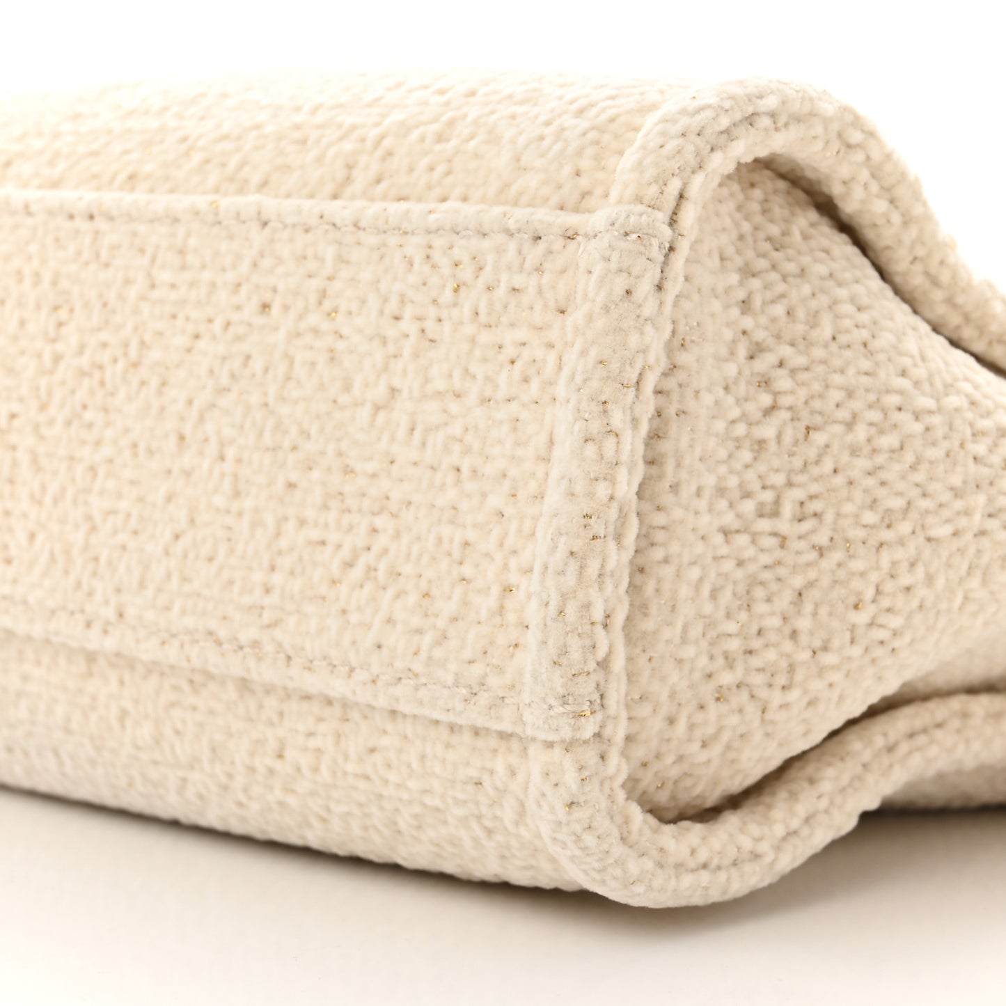 Lurex Boucle Mini Deauville Tote White