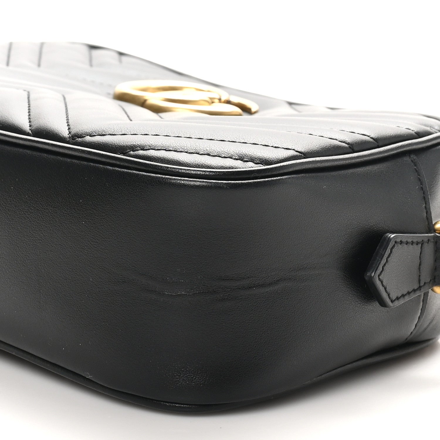 Gucci Calfskin Matelasse Mini GG Marmont Chain Shoulder Bag Black 10 of 11