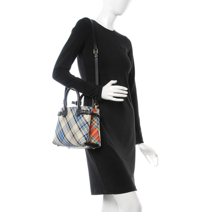 Burberry Tartan Mix Small Banner Tote Blue White 2 of 8