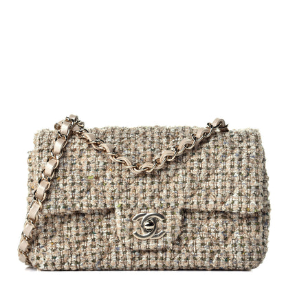 Chanel Tweed Quilted Mini Rectangular Flap Beige 1 of 9