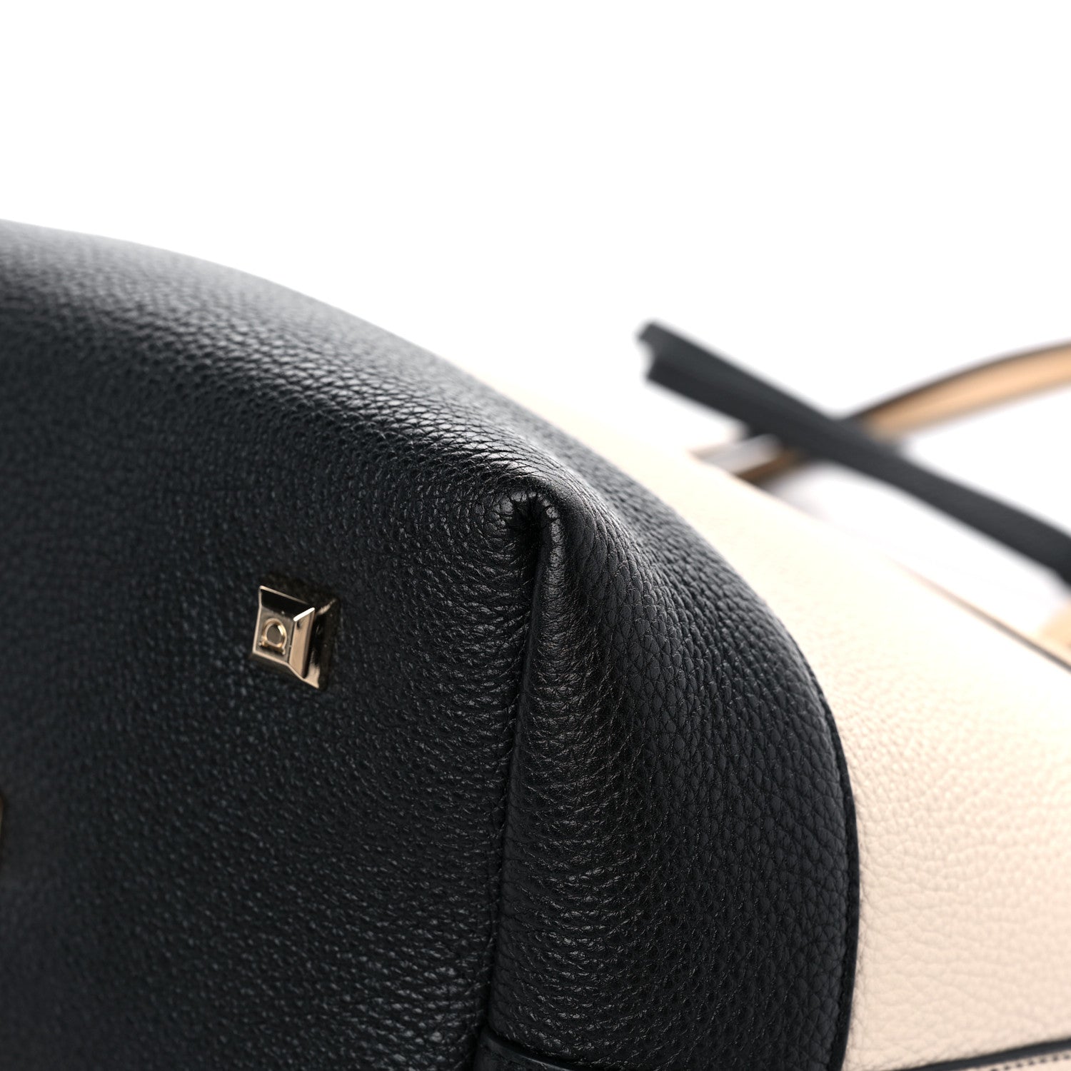 Salvatore Ferragamo Calfskin Tri-Color Studio Tote Dune Bone Black 13 of 20