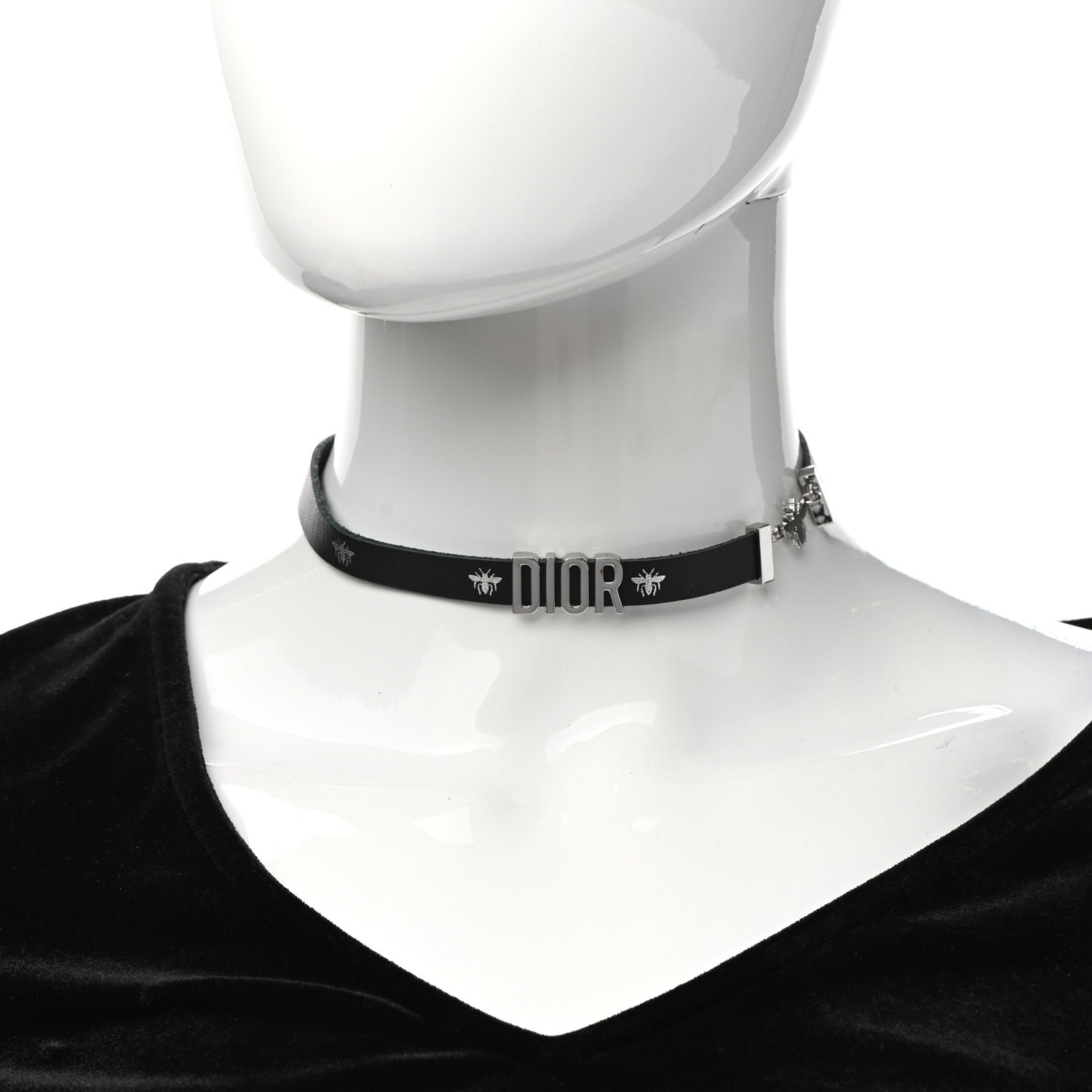 Christian Dior Calfskin Dior Bee Double Necklace Black 2 of 4