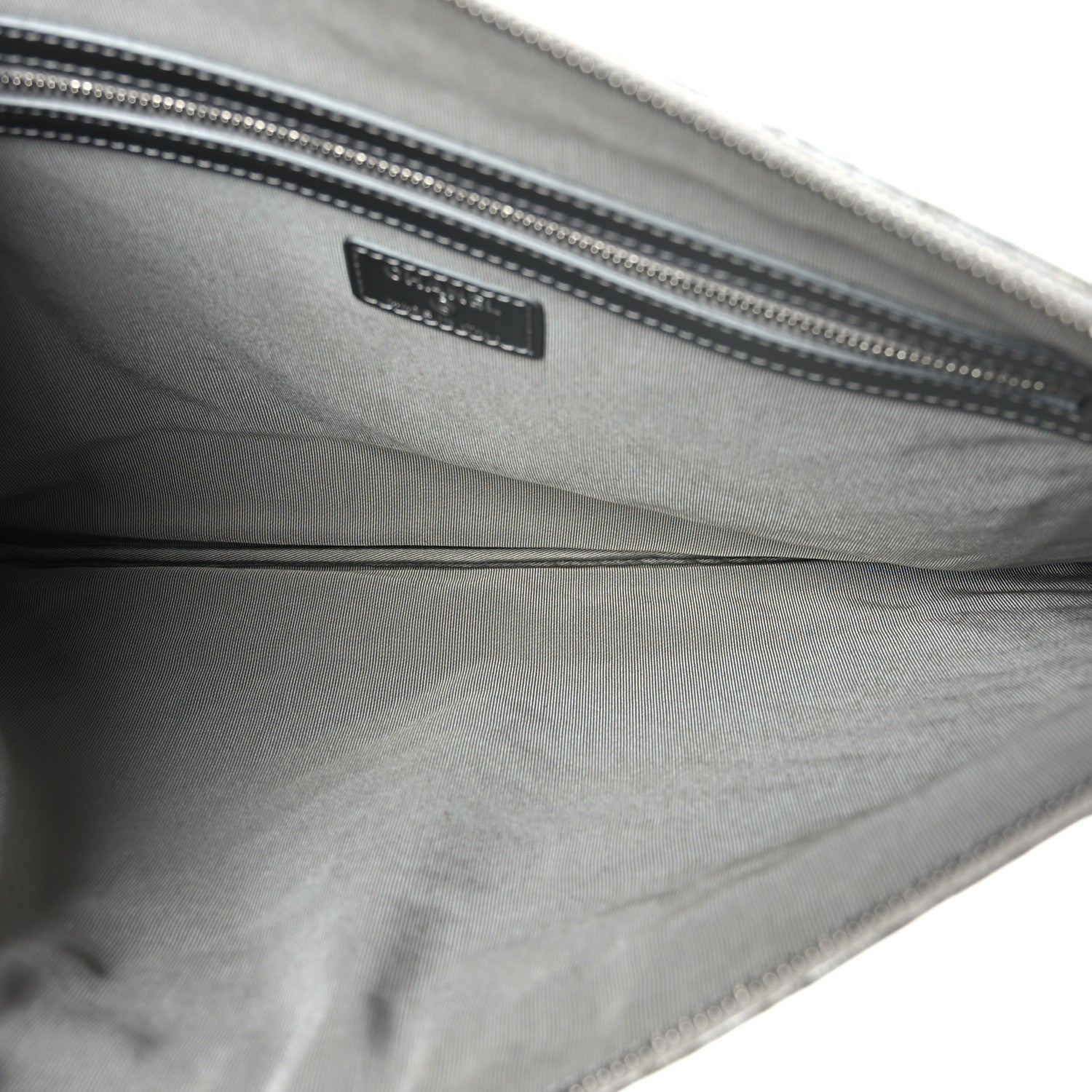 Chanel Metallic Crumpled Calfskin Chevron Quilted Large Cosmetic Case Silver 5 of 9