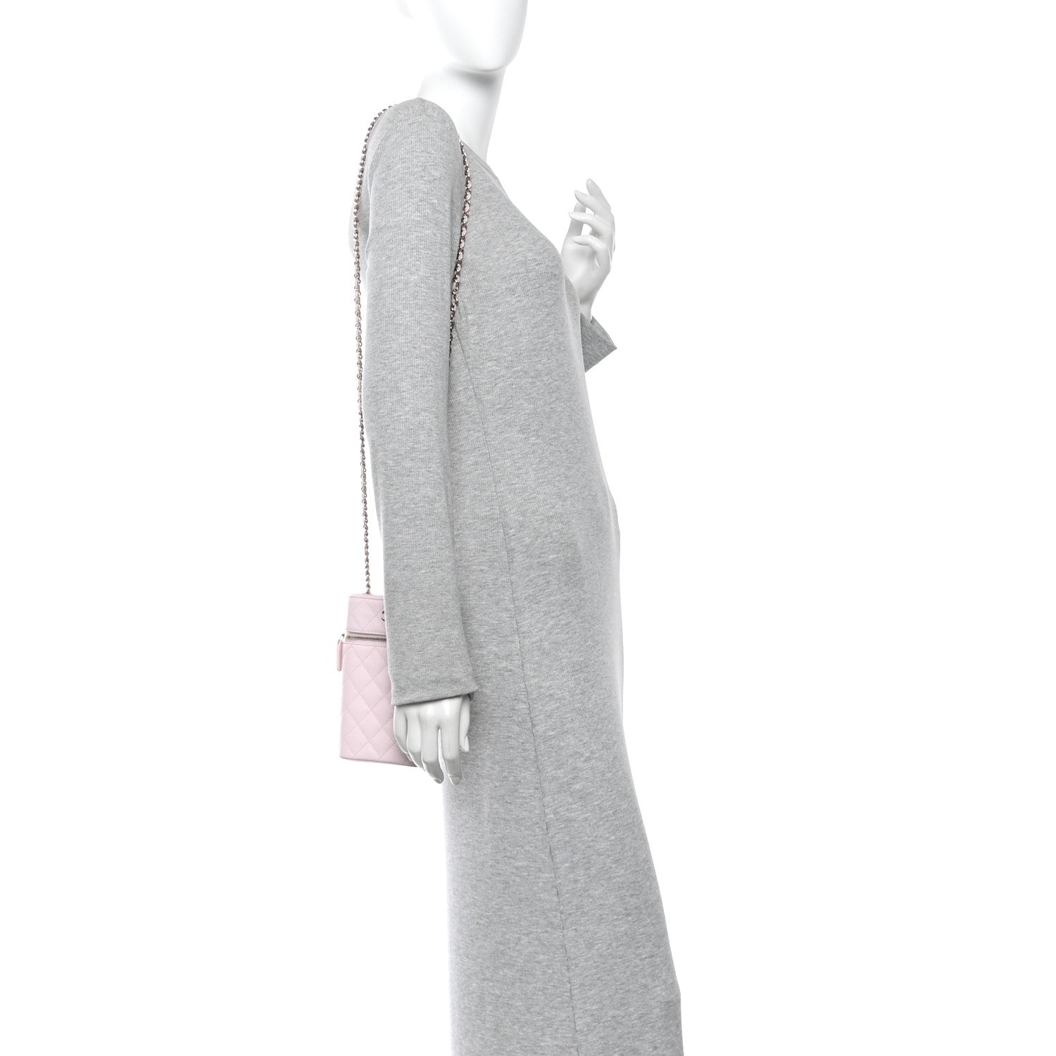 Chanel Caviar Quilted Phone Holder With Chain Light Pink 2 of 11