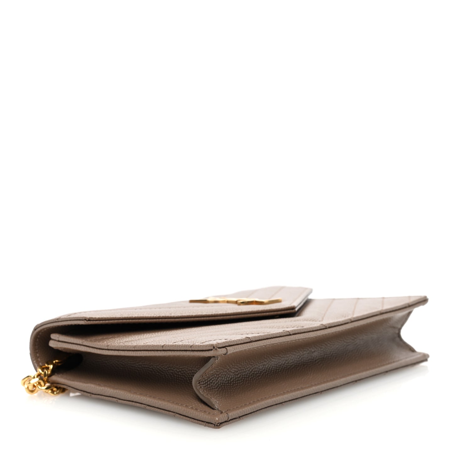 Grain De Poudre Matelasse Chevron Monogram Envelope Chain Wallet Taupe