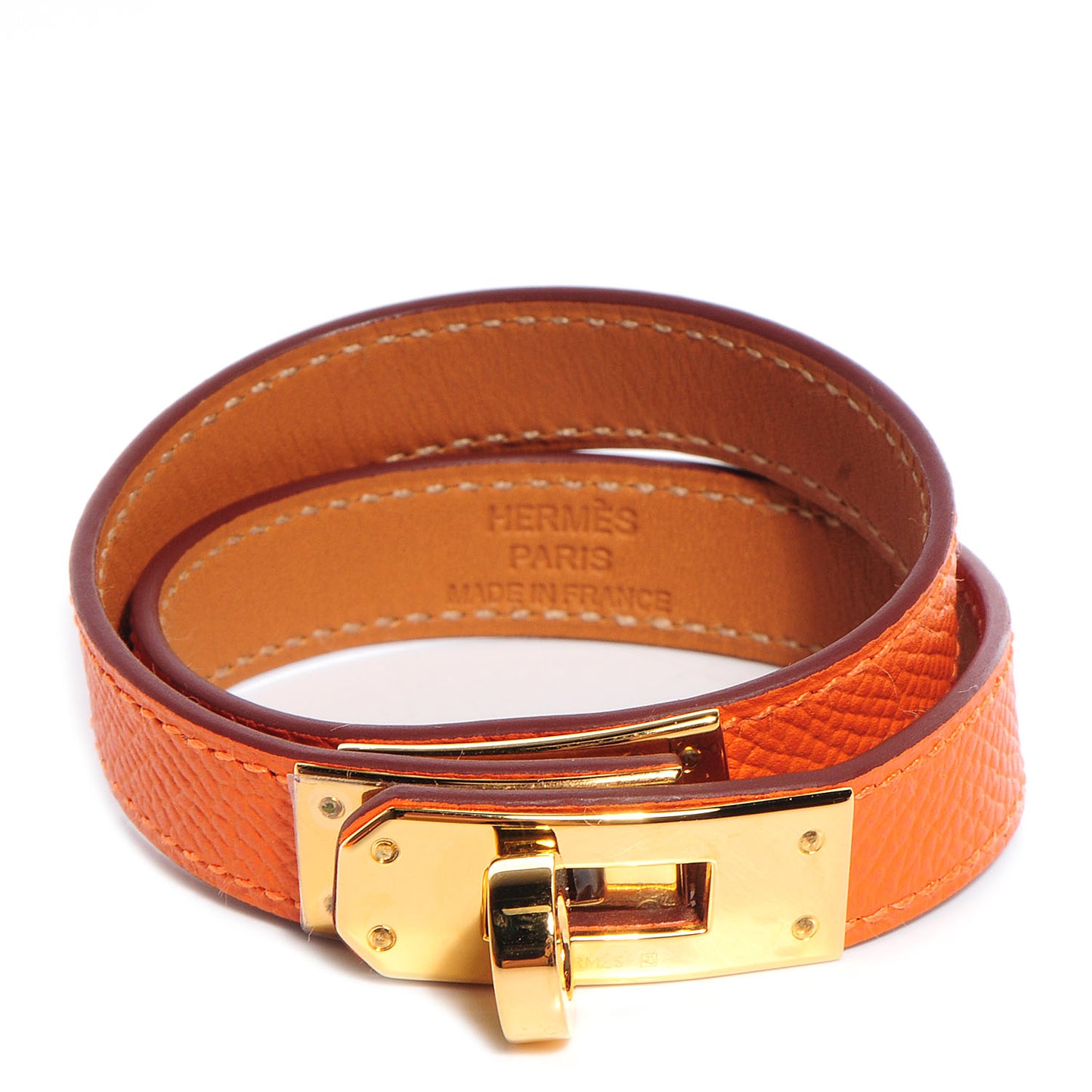 Epsom Kelly Double Tour Bracelet S Orange