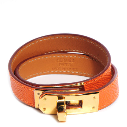 Hermes Epsom Kelly Double Tour Bracelet S Orange 1 of 8