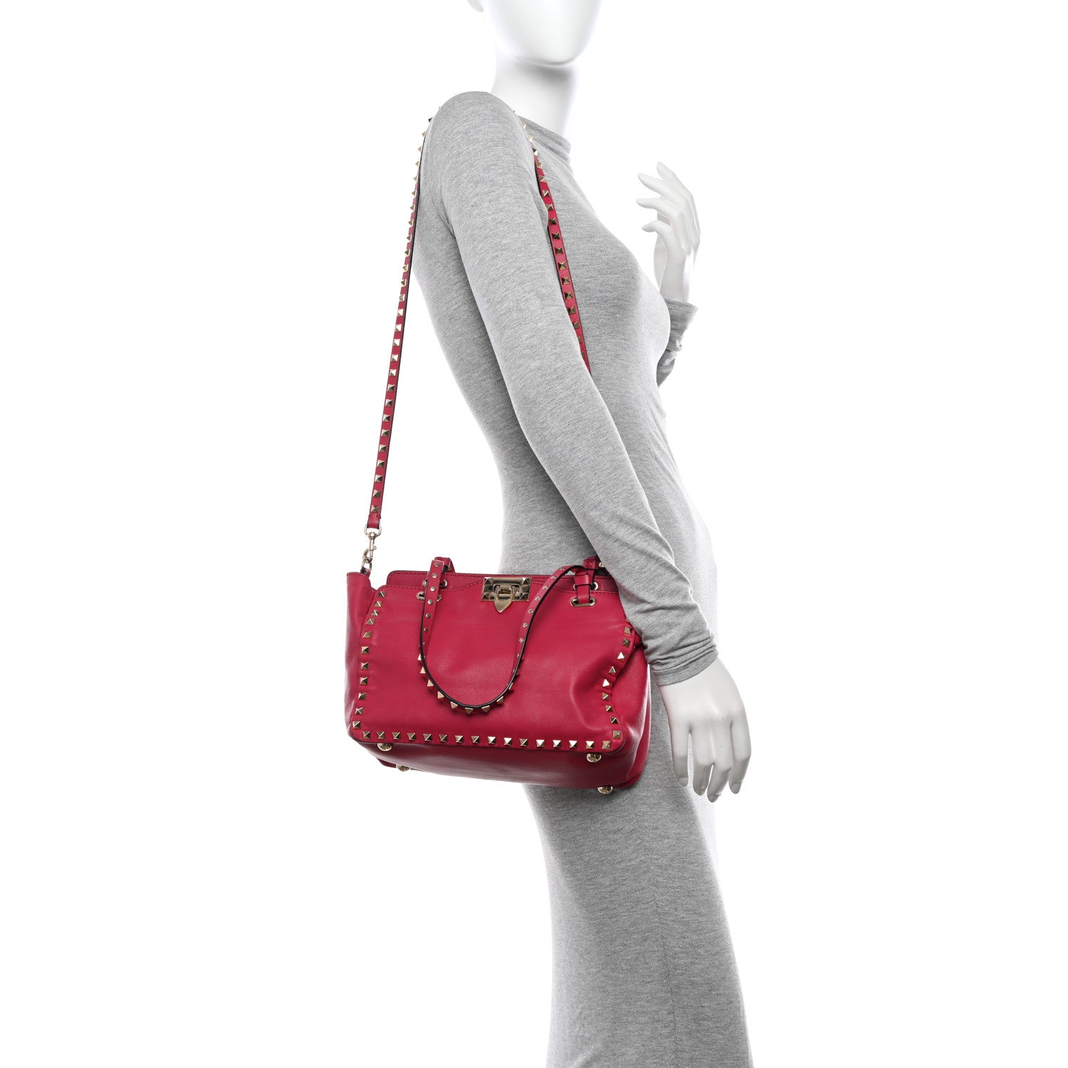 Valentino Garavani Vitello Small Rockstud Tote Cyclamin 2 of 12