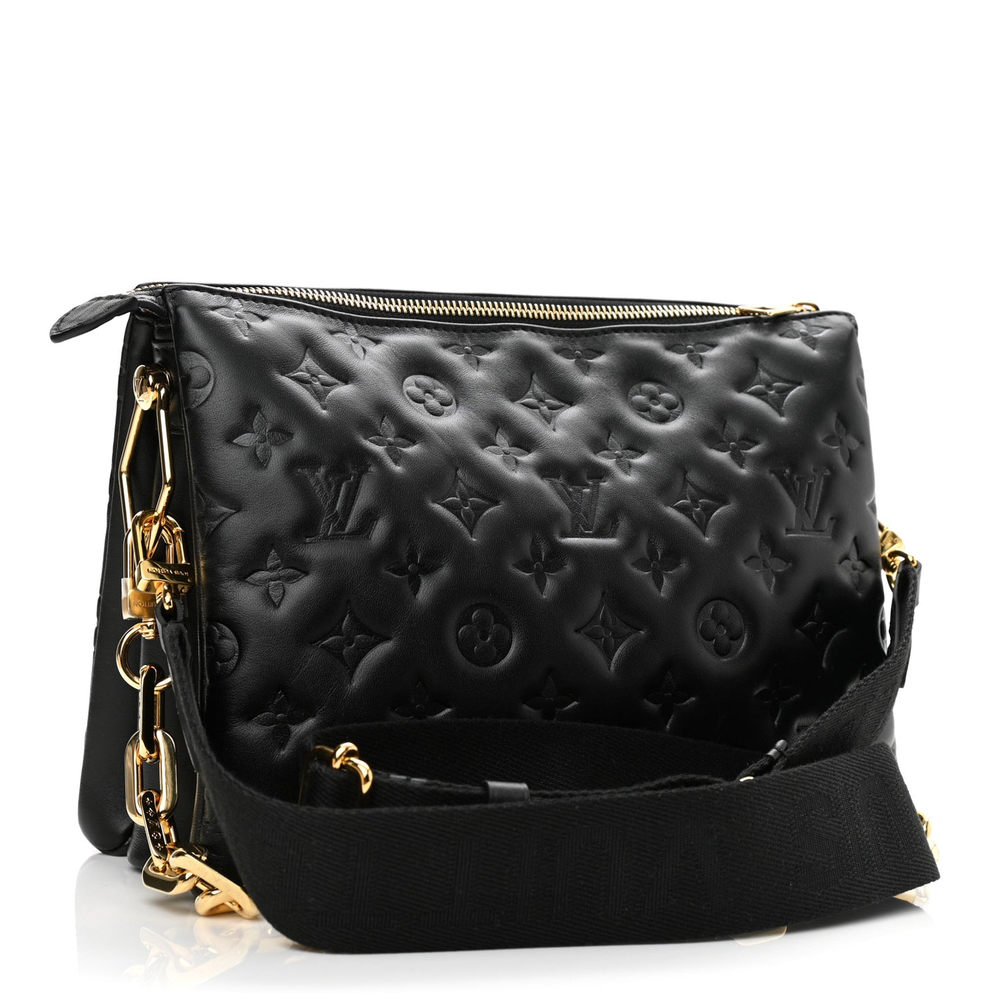 Lambskin Embossed Monogram Coussin PM Black