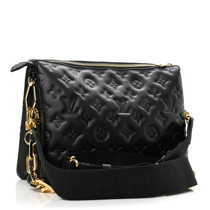Louis Vuitton Lambskin Embossed Monogram Coussin PM Black 3 of 9