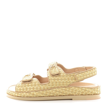 Chanel Braided Fabric Velcro Dad Sandals 40 Beige 1 of 9