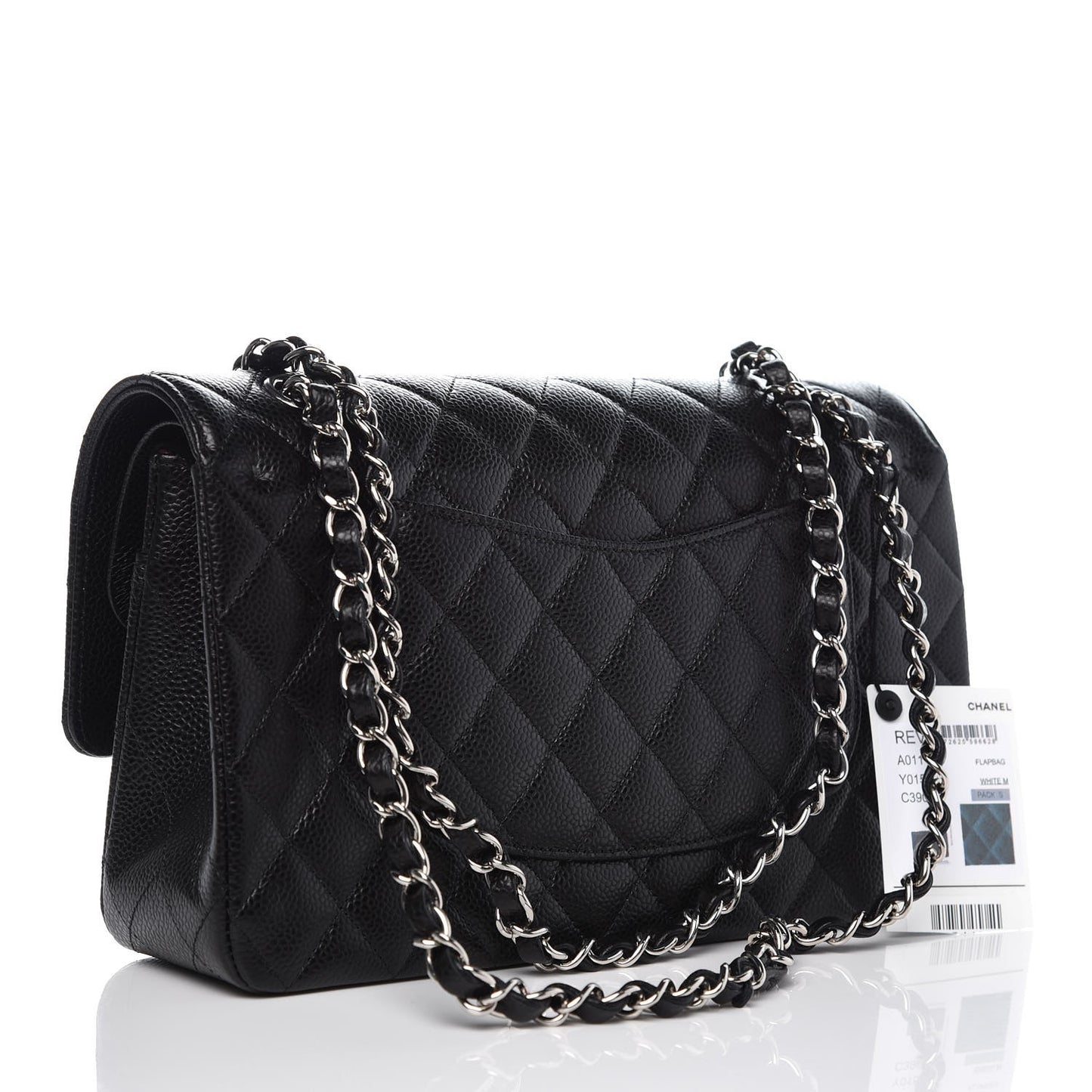 Caviar Quilted Medium Double Flap Black