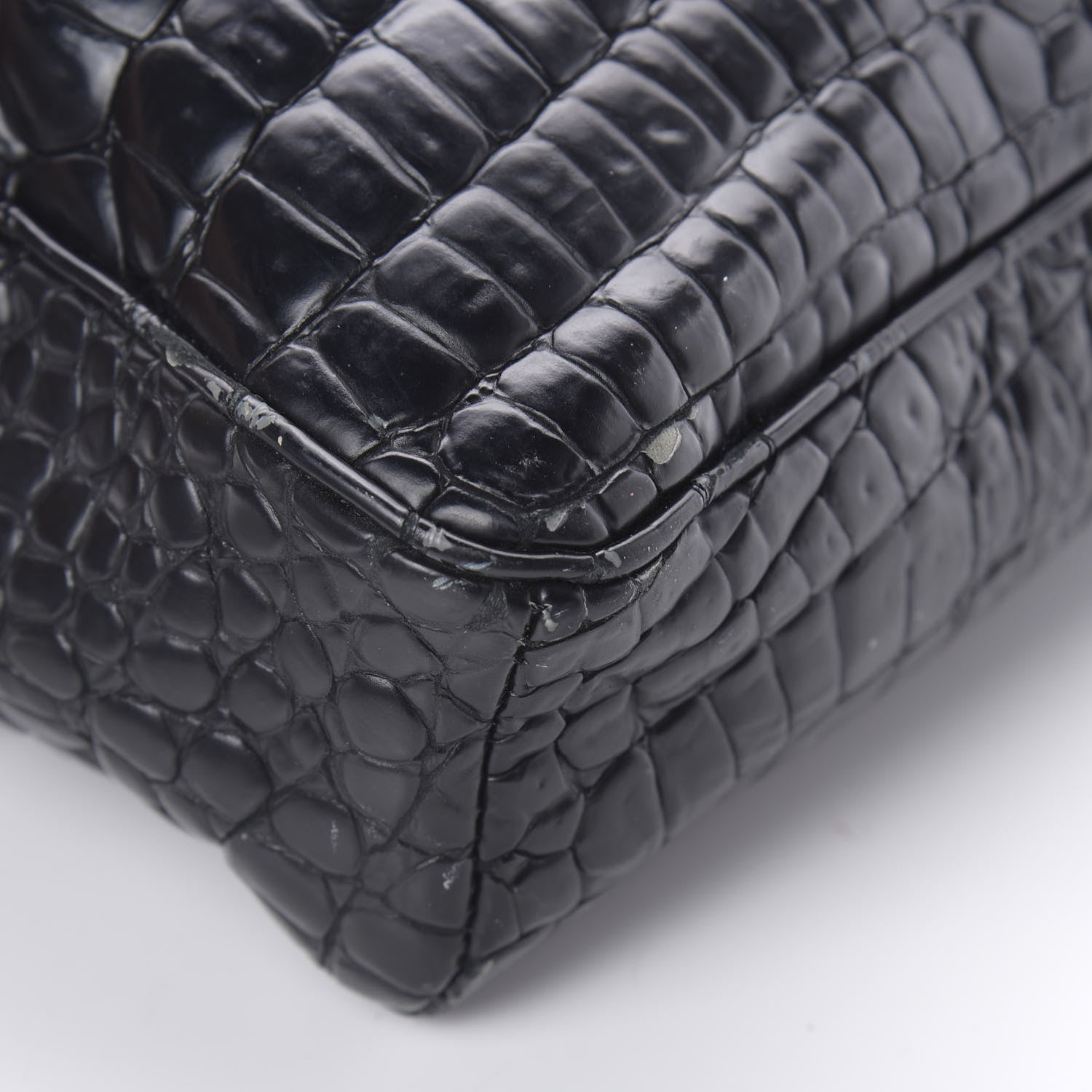 Jimmy Choo Crocodile Embossed Calfskin Messenger Black 12 of 16