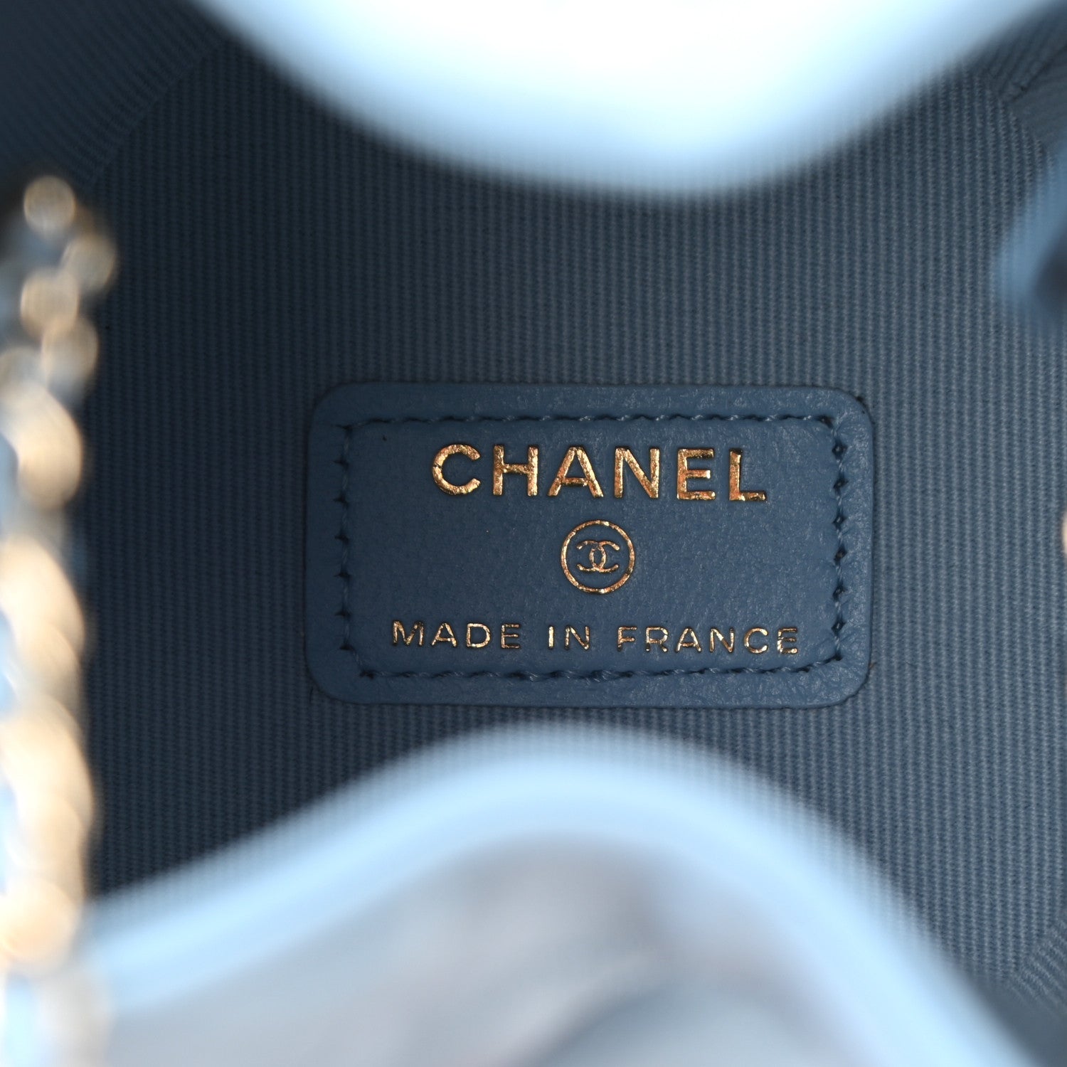 Chanel Lambskin Quilted Mini Drawstring Bucket Bag With Chain Light Blue 6 of 12