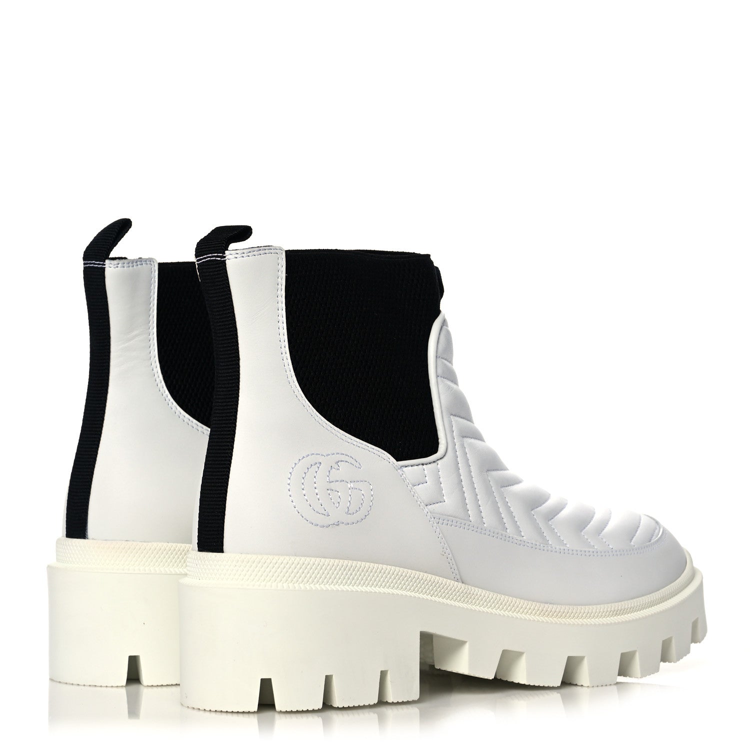 Gucci Calfskin Nappa Matelasse Frances Chelsea Boots 40 Great White Black 4 of 8