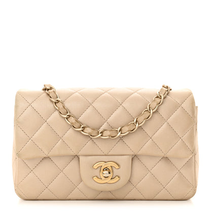 Chanel Iridescent Calfskin Quilted Mini Rectangular Flap Beige 1 of 14