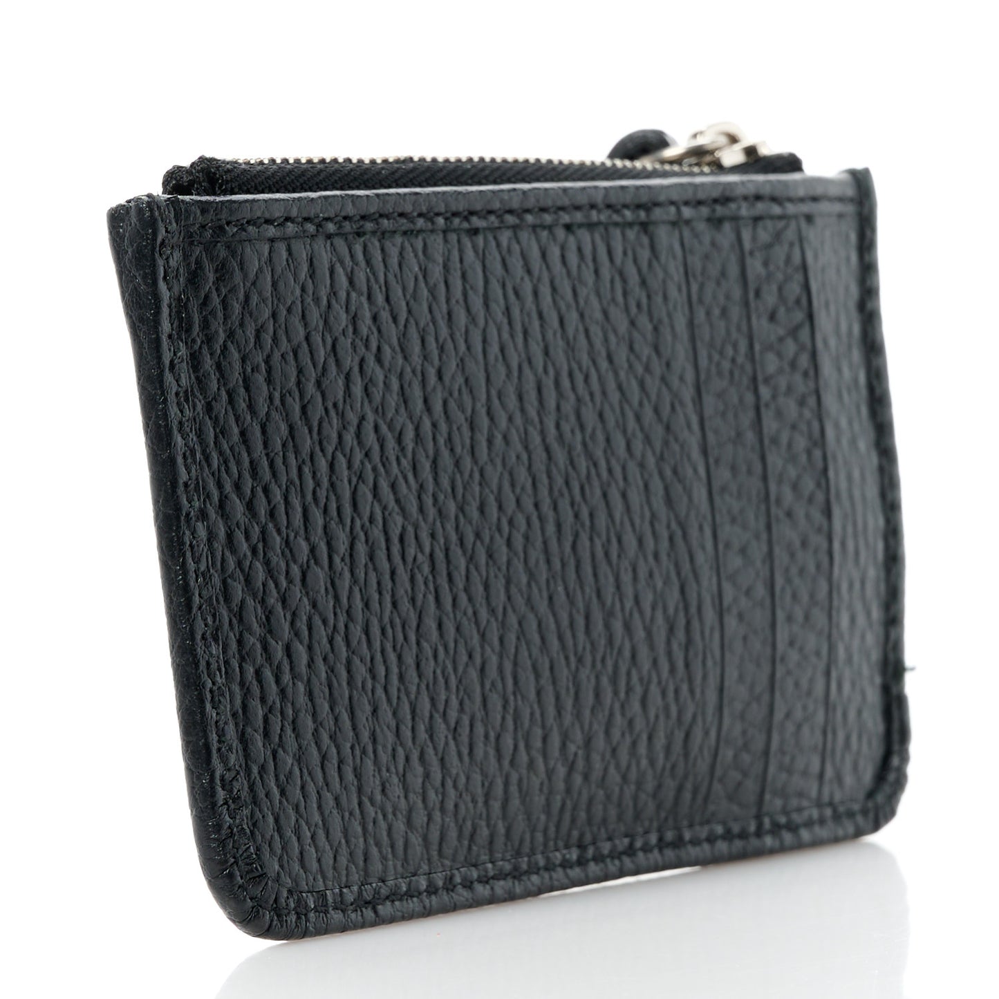 Dollar Calfskin Enamel Monochrome GG Marmont Key Case Card Holder Black