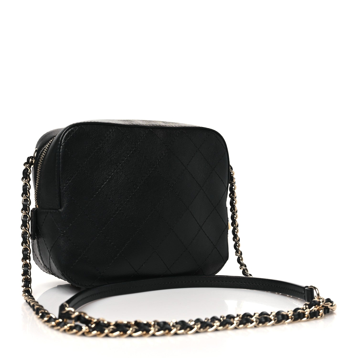 Chanel Calfskin Stitched Covered CC Camera Case Bag Black 3 of 10