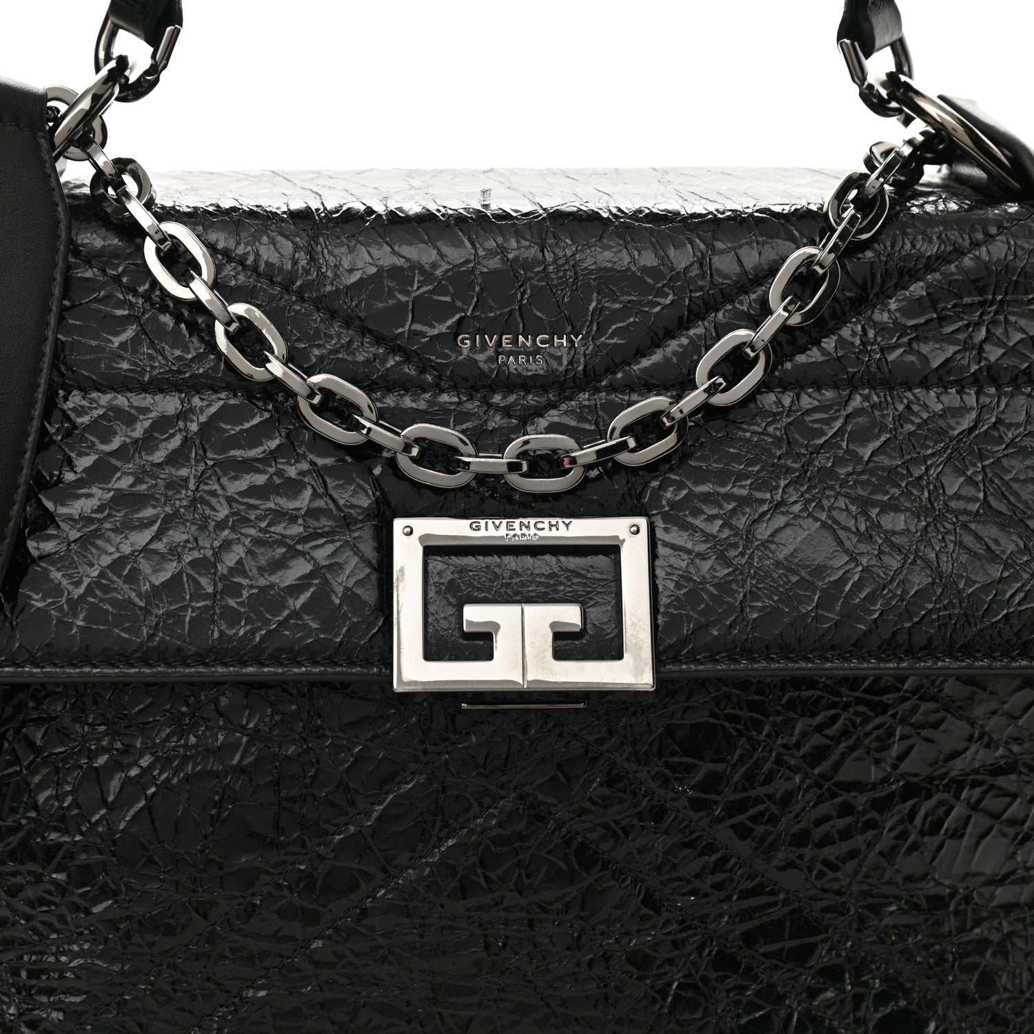 Givenchy Creased Patent Calfskin Medium ID Flap Black 7 of 9