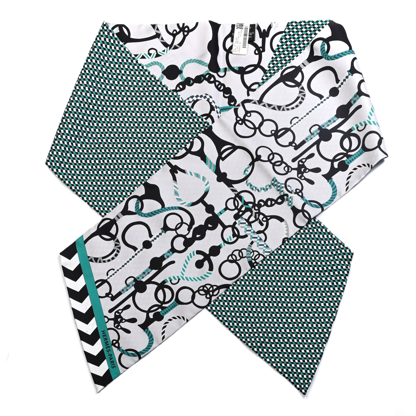 Silk Mors Et Tresses Maxi Twilly Cut Gris Perle Black Menthe