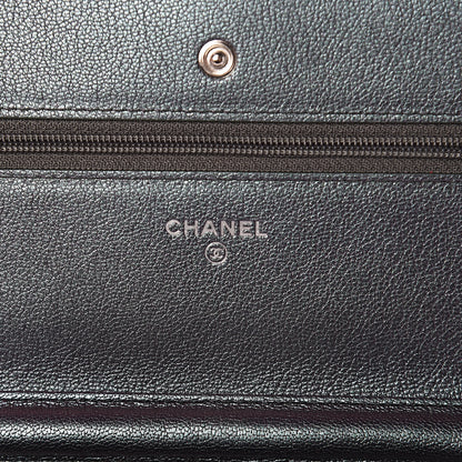 Chanel Iridescent Goatskin Quilted Wallet On Chain WOC Purple 6 of 11