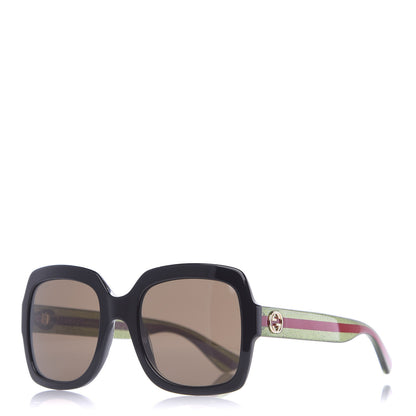 Gucci Acetate Oversize Square Web GG 0036S Sunglasses Black Green 1 of 8