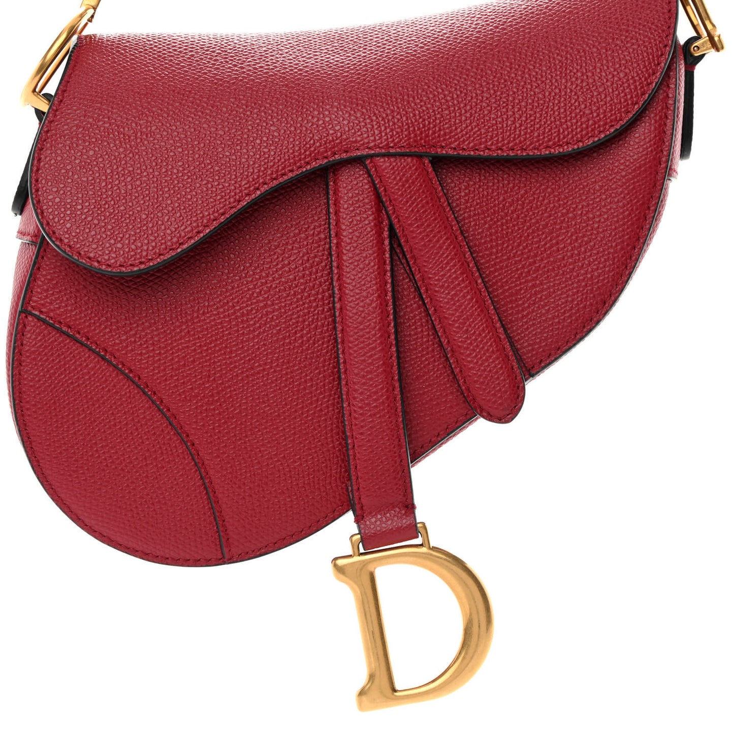 Grained Calfskin Mini Saddle Bag Red