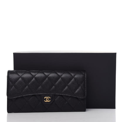 Chanel Caviar Quilted Large Gusset Flap Wallet Black 9 of 9