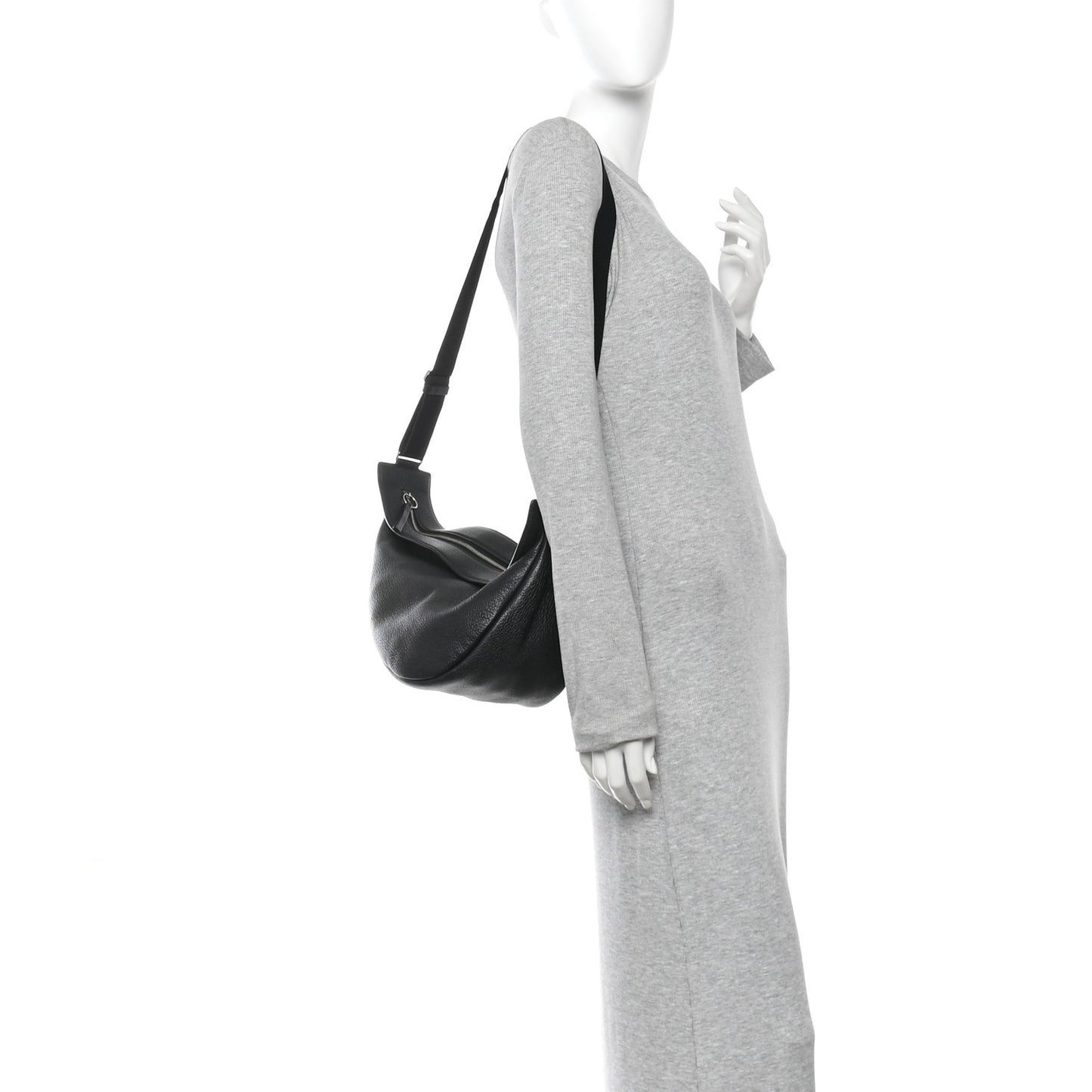 Grained Calfskin Large Slouchy Banana Bag Black