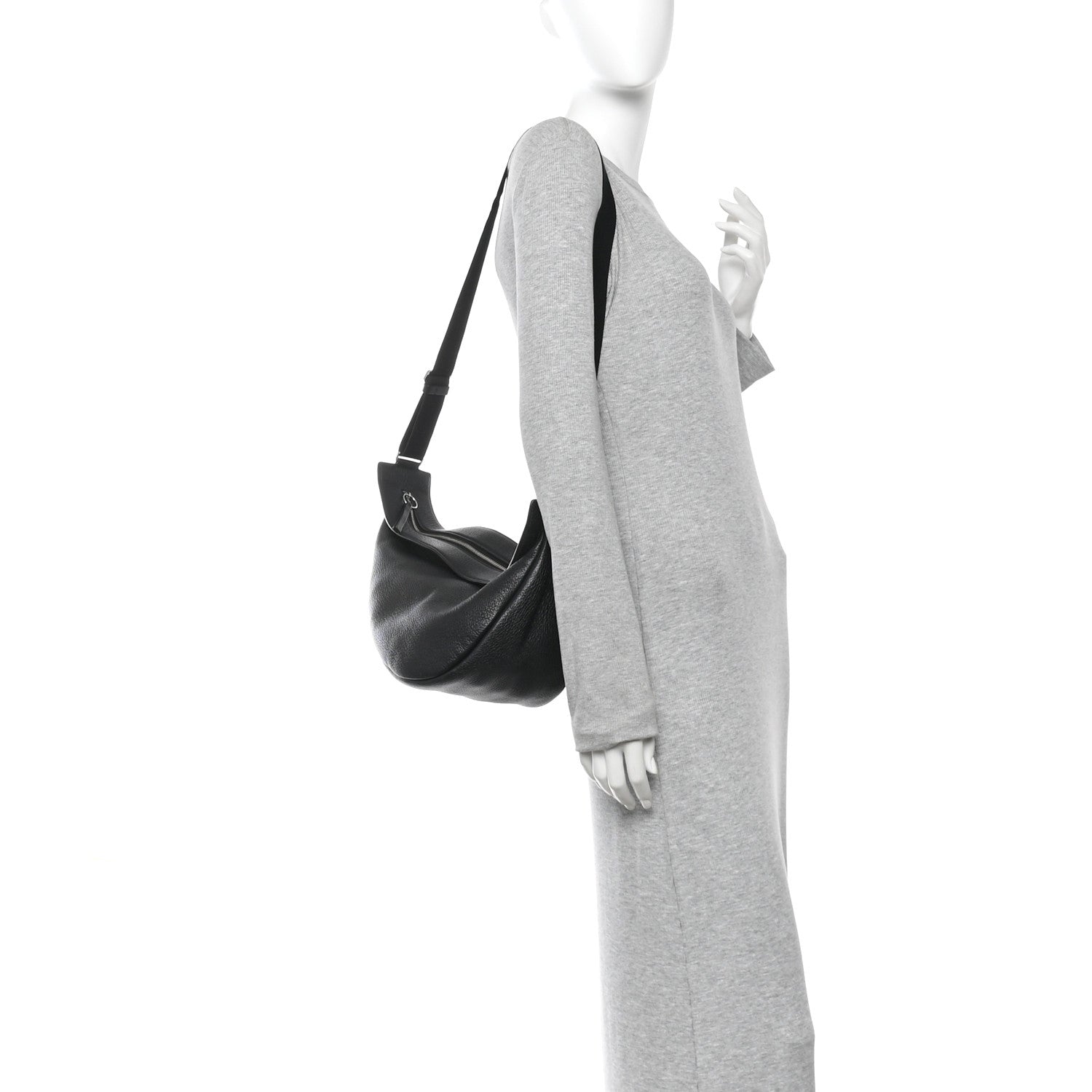 The Row Grained Calfskin Large Slouchy Banana Bag Black 2 of 9