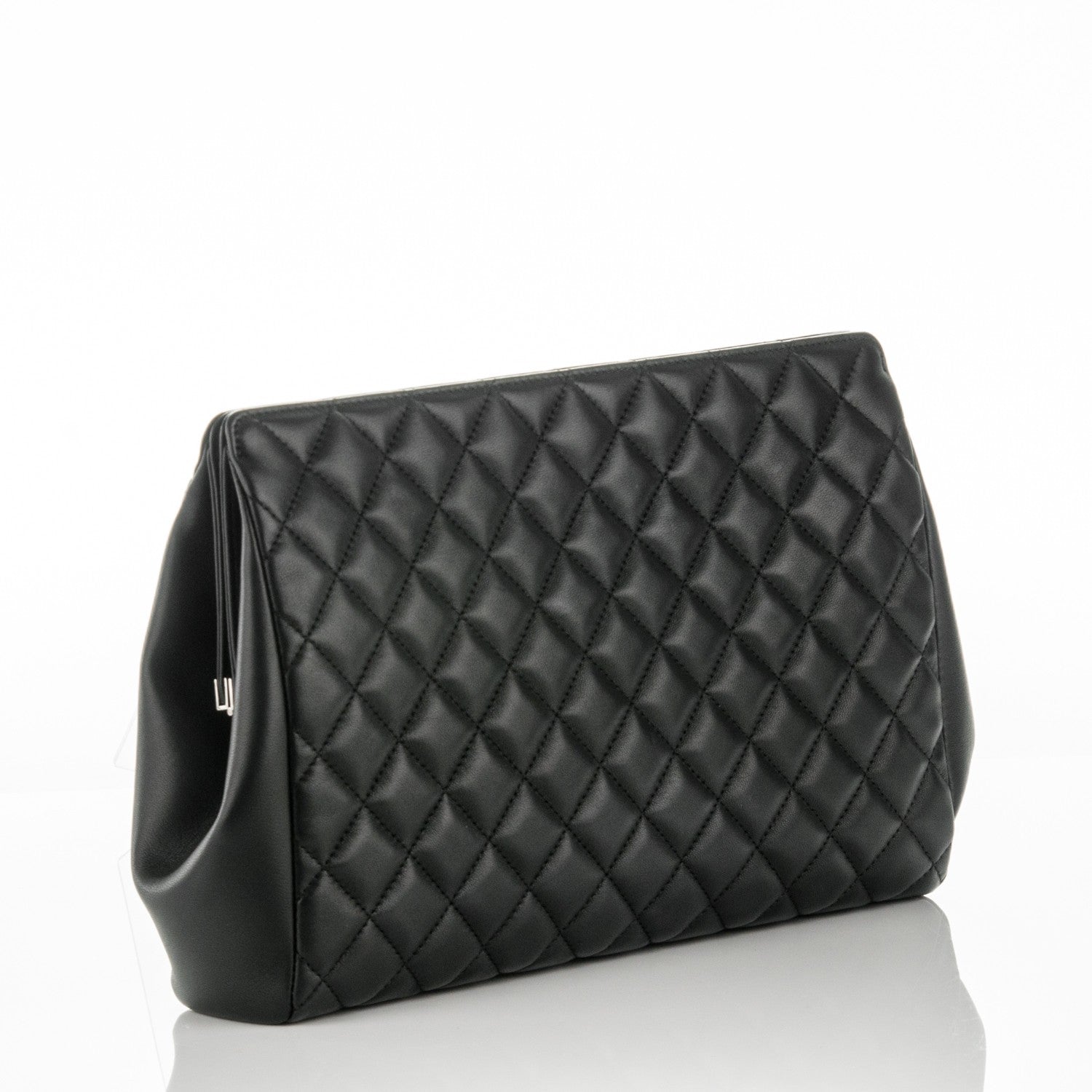 Chanel Lambskin Quilted Framed Clutch Black 3 of 8