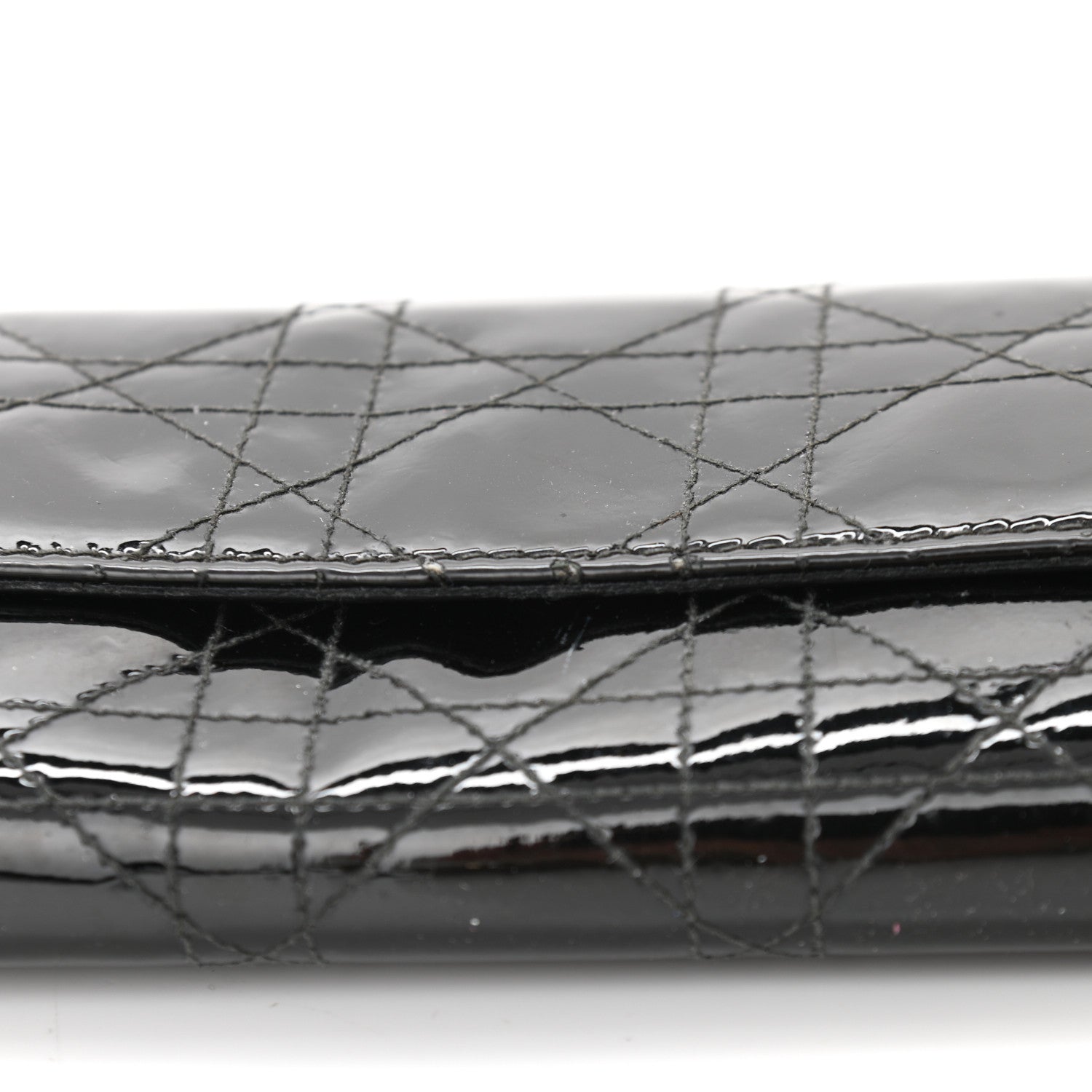 Christian Dior Patent Cannage Rendez-vous Chain Wallet Black 7 of 9