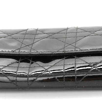 Christian Dior Patent Cannage Rendez-vous Chain Wallet Black 7 of 9