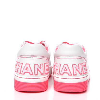 Chanel Calfskin Womens Logo Sneakers 39 Fuchsia White 5 of 8