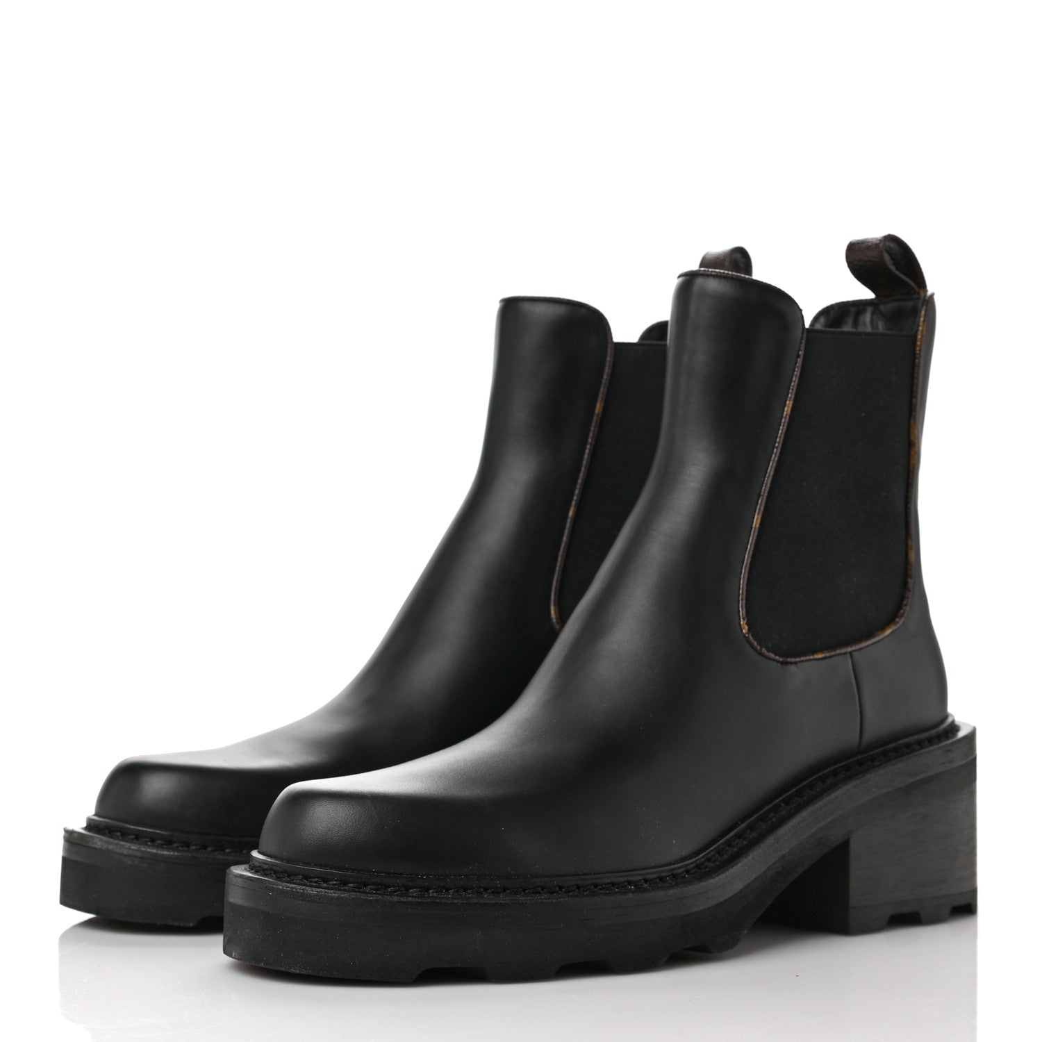 Louis Vuitton Calfskin Monogram Beaubourg Ankle Boots 40.5 Black 3 of 8