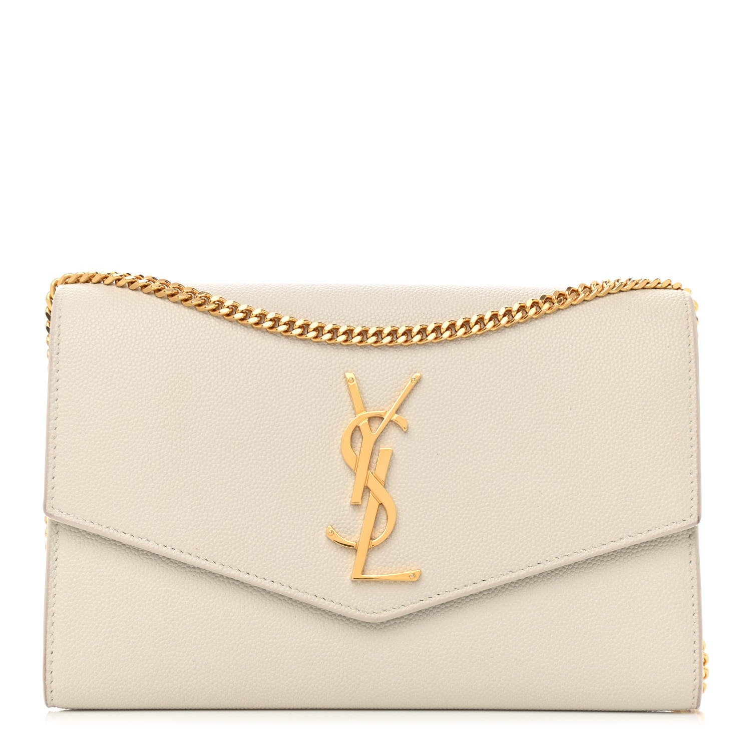 Saint Laurent Grain De Poudre Monogram Uptown Chain Wallet Crema Soft 1 of 8