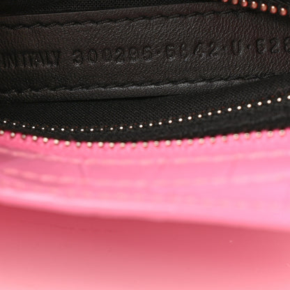 Balenciaga Shiny Supple Calfskin Crocodile Embossed Classic Silver Hardware Mini City Baby Pink 8 of 13