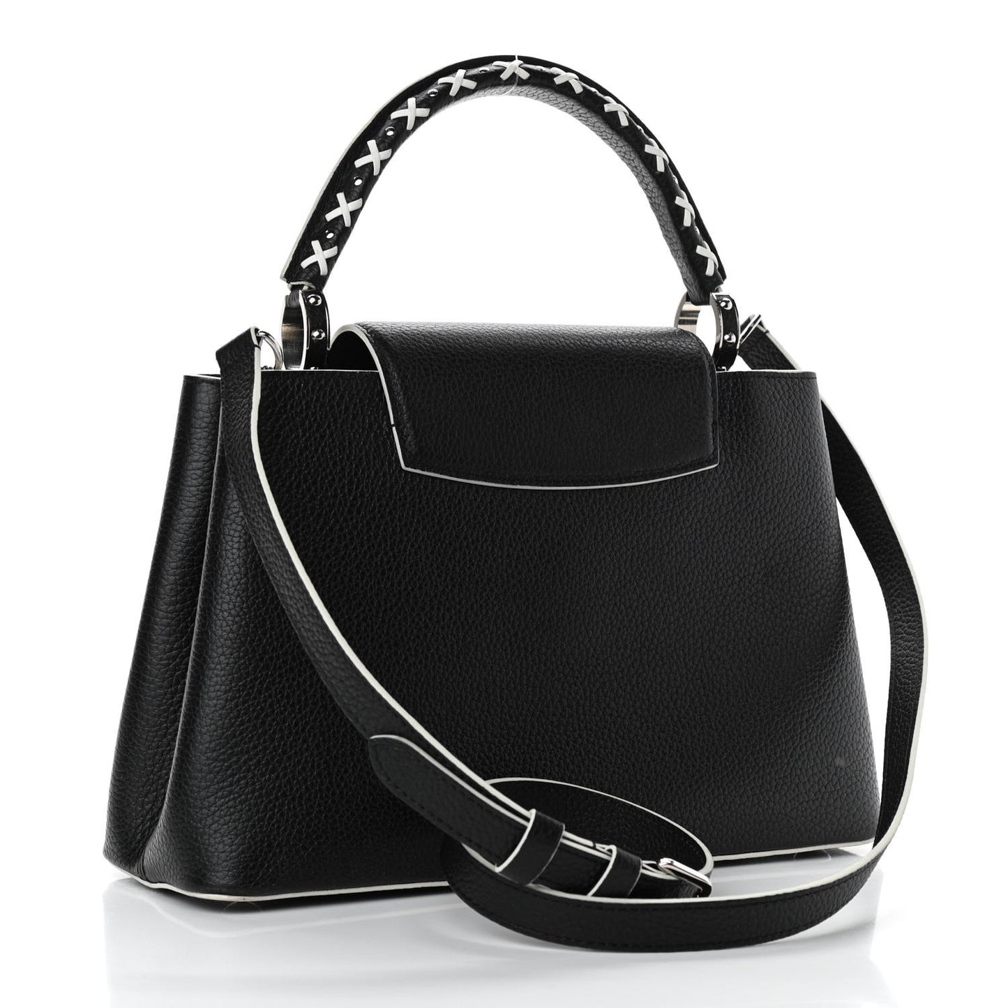 Taurillon Stitched Capucines PM Black