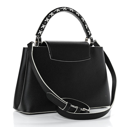 Louis Vuitton Taurillon Stitched Capucines PM Black 3 of 10
