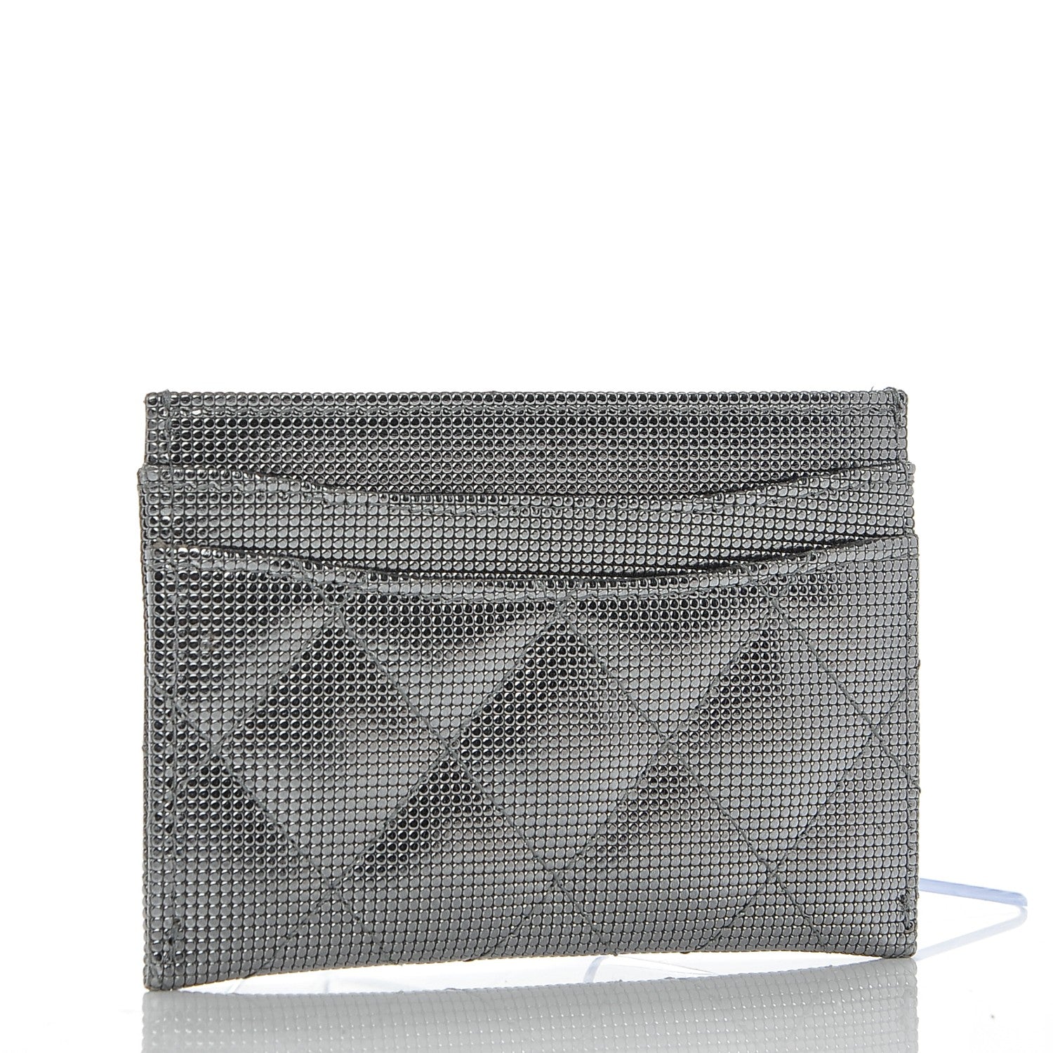 Chanel Metallic Calfskin Pixel Effect Card Holder Dark Silver 3 of 7
